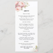Blush Pink Peony Elegant Waterverf Wedding Menu (Voorkant)