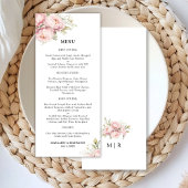 Blush Pink Peony Elegant Waterverf Wedding Menu