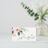 Blush Pink Peony Flora Waterverf Cadeaubon Visitekaartje (Staand voorkant)