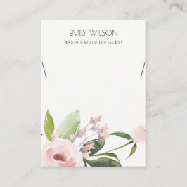 BLUSH PINK PEONY FLORA WATERVERF KETTING DISPLAY VISITEKAARTJE