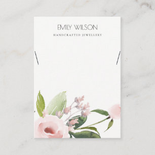BLUSH PINK PEONY FLORA WATERVERF KETTING DISPLAY VISITEKAARTJE