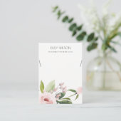 BLUSH PINK PEONY FLORA WATERVERF KETTING DISPLAY VISITEKAARTJE (Staand voorkant)
