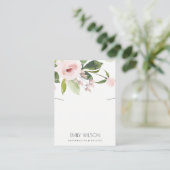BLUSH PINK PEONY FLORA WATERVERF KETTING DISPLAY VISITEKAARTJE (Staand voorkant)