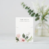 BLUSH PINK PEONY FLORA WATERVERF KETTING DISPLAY VISITEKAARTJE (Staand voorkant)