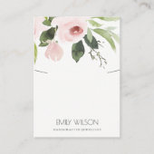 BLUSH PINK PEONY FLORA WATERVERF KETTING DISPLAY VISITEKAARTJE (Voorkant)