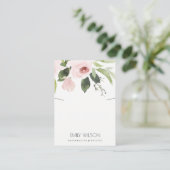 BLUSH PINK PEONY FLORA WATERVERF KETTING DISPLAY VISITEKAARTJE (Staand voorkant)