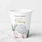 Blush Pink Peony Floral 18th Birthday  Papieren Bekers (Voorkant)