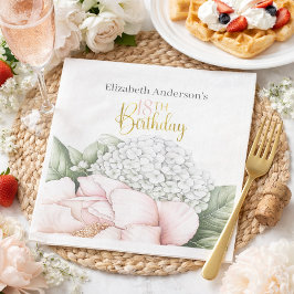 Blush Pink Peony Floral 18th Birthday  Servet