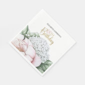 Blush Pink Peony Floral 18th Birthday  Servet (Hoek)