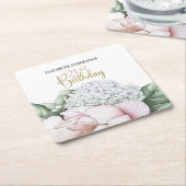 Blush Pink Peony Floral 21st Birthday  Kartonnen Onderzetters (Schuin)