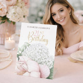 Blush Pink Peony Floral 21st Birthday  Reclamebord Met Voetstuk