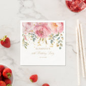 Blush Pink Peony Floral 80ste Verjaardagsfeest Servet (Insitu)