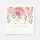 Blush Pink Peony Floral 80ste Verjaardagsfeest Servet (Voorkant)