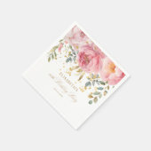Blush Pink Peony Floral 80ste Verjaardagsfeest Servet (Hoek)