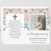 Blush Pink Peony Floral Photo Funeral Programme (Voorkant / Achterkant)
