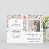 Blush Pink Peony Floral Photo Funeral Programme (Staand voorkant)