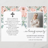 Blush Pink Peony Floral Photo Funeral Programme (Voorkant)