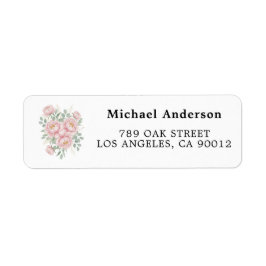 Blush Pink Peony Floral Return Address Labels