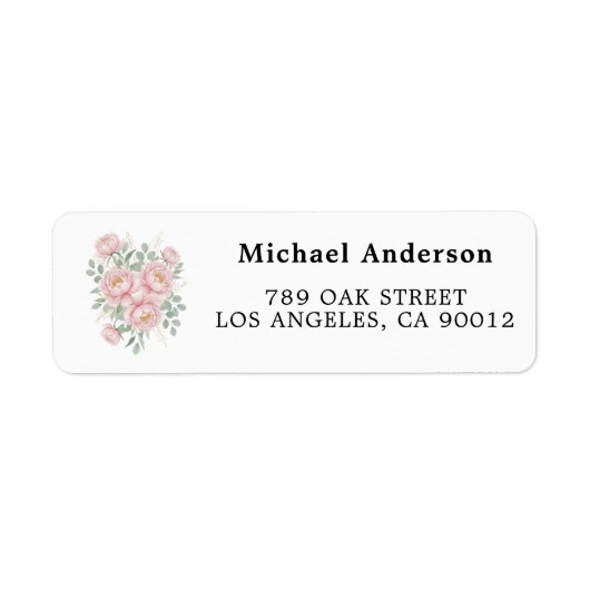 Blush Pink Peony Floral Return Address Labels (Voorkant)