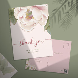Blush Pink Peony Floral Vrijgezellenfeest Dank je Briefkaart