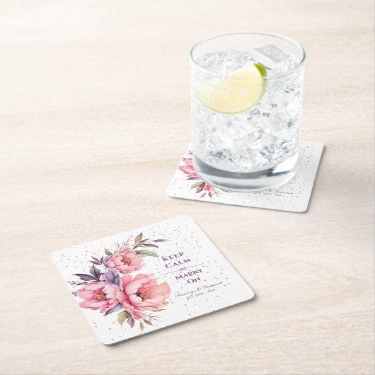 Blush Pink Peony Floral Wedding Onderzetter (Insitu)