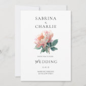Blush Pink Peony Flower Elegant Botanical Wedding Kaart (Voorkant)