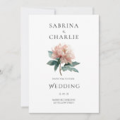 Blush Pink Peony Flower Elegant Botanical Wedding Kaart (Voorkant)