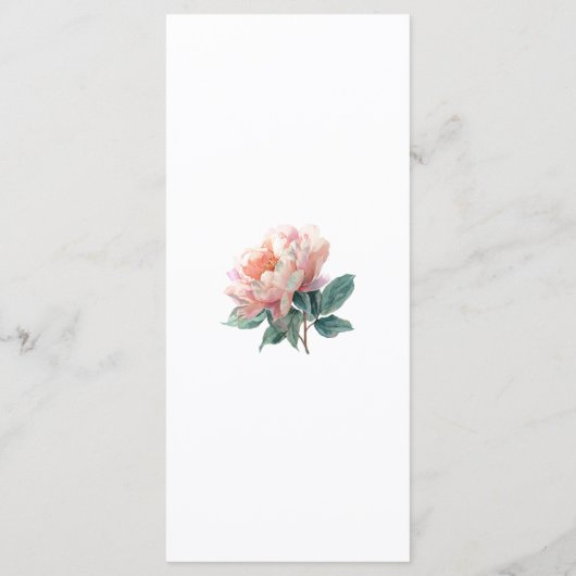 Blush Pink Peony Flower Elegant Dinner Wedding  Menu (Achterkant)