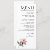 Blush Pink Peony Flower Elegant Dinner Wedding  Menu (Voorkant / Achterkant)