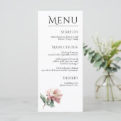 Blush Pink Peony Flower Elegant Dinner Wedding  Menu (Staand voorkant)