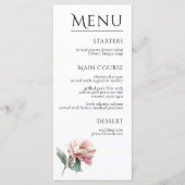 Blush Pink Peony Flower Elegant Dinner Wedding  Menu (Voorkant)