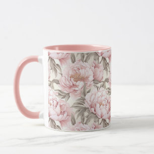 Blush Pink Peony Flowers Cottagecore Coffee Mok