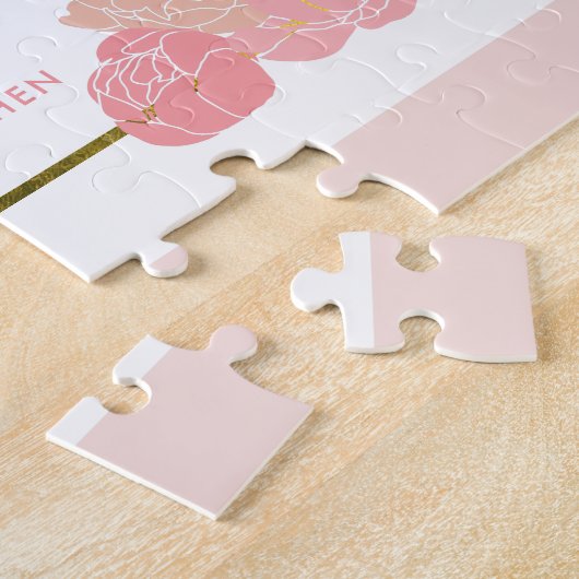 Blush Pink Peony | Gepersonaliseerd worden Mijn Bl Legpuzzel (Zijkant)