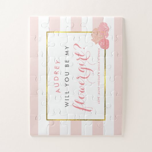 Blush Pink Peony | Gepersonaliseerd worden Mijn Bl Legpuzzel (Verticaal)