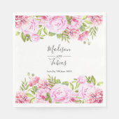 Blush Pink Peony Greenery Floral Wedding Servet (Voorkant)