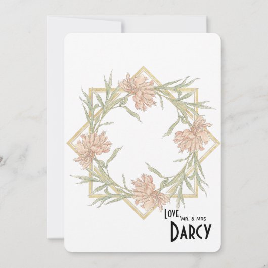 Blush Pink Peony Hartelijk dank Bedankkaart (Achterkant)