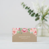 Blush Pink Peony Kraft Visitekaartje (Staand voorkant)