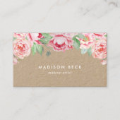 Blush Pink Peony Kraft Visitekaartje (Voorkant)