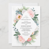 Blush Pink Peony Lijst Floral repesal Dinner Kaart (Voorkant)