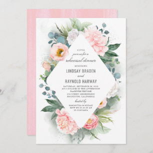 Blush Pink Peony Lijst Floral repesal Dinner Kaart
