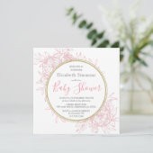 Blush Pink Peony Modern Floral Toile Baby shower Kaart (Staand voorkant)