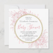 Blush Pink Peony Modern Floral Toile Baby shower Kaart (Voorkant)