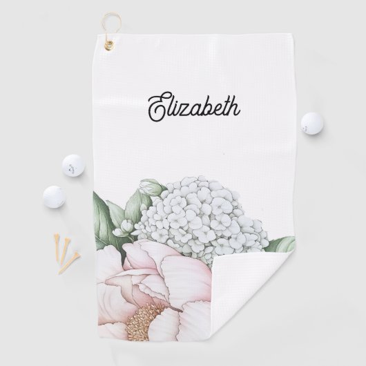 Blush Pink Peony Personalized Golfhanddoek (Insitu)