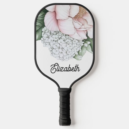 Blush Pink Peony Personalized Pickleball Paddle (Voorkant)