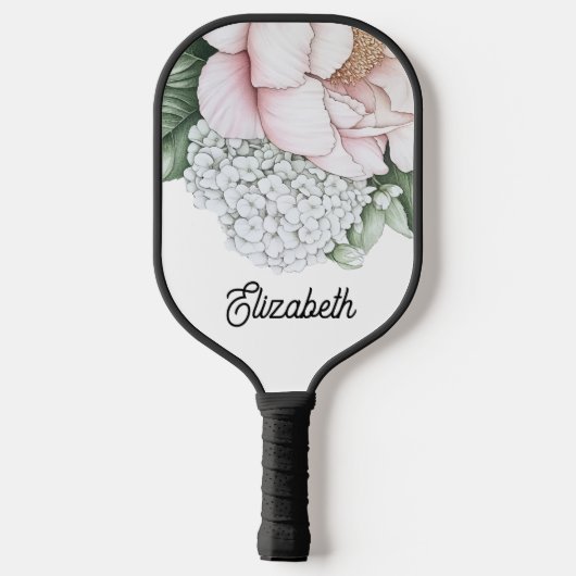 Blush Pink Peony Personalized Pickleball Paddle (Achterkant)