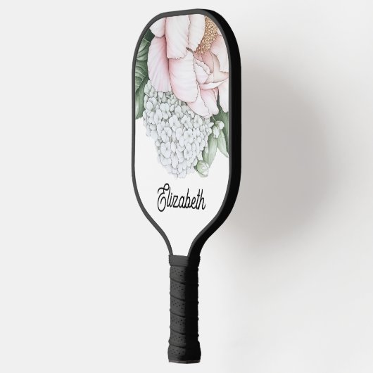 Blush Pink Peony Personalized Pickleball Paddle (Links)