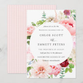 Blush Pink Peony Rustic Floral Wedding Invitation Kaart (Voorkant / Achterkant)