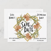 Blush Pink Peony Save the Date Briefkaart (Voorkant / Achterkant)