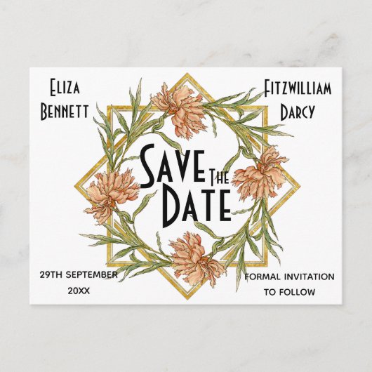 Blush Pink Peony Save the Date Briefkaart (Voorkant)