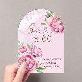 Blush Pink Peony Save the Date Card Acryl Uitnodigingen (Insitu (Draagbaar))